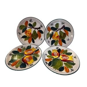 Vintage ITALY PV Handpainted Ceramic Lunch Plates 8"  Pears Pattern MCM set of 4